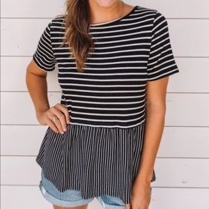 Micah Striped Peplum Top